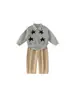 Roupa infantil Bangxuan, conjunto para meninos, roupas de bebê, camisa xadrez, colete estampado com estrelas, calça comprida casual, conjunto infantil de três peças