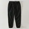 Pantalones cortos de algodón y lino L8226 cordón fino cintura elástica pantalones casuales para hombre rectos juveniles sueltos pantalones de moda
