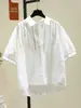 Top chic e estiloso de manga curta com gola polo, estilo artístico vintage de verão, camisa branca bordada, transfronteiriço europeu e americano