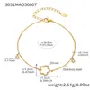 Tornozeleira Omaca Estilo Ins Pequena Fresca Elegante Flor de Cinco Folhas Incrustada Zircônia 5A Super Brilhante Aço Inoxidável Banhado a Ouro Real 18K