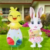 2027 El letrero exterior de Pascua más vendido de Amazon con conejo y huevos Letrero de jardín Feliz Pascua