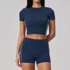 Conjunto Esportivo de Tecido Escovado Transfronteiriço Cintura Alta Controle de Barriga Levanta Bumbum Respirável Secagem Rápida Roupa para Corrida ao Ar Livre Fitness Conjunto de Duas Peças 4539