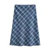 Verano 2026 Nuevo Estilo Diseño Estilo Retro Americano Falda Sexy de Longitud Media con Cremallera Lateral Cintura Alta Falda a Cuadros para Mujer