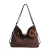 Bolsa Tote Relaxada Retrô Coreana para Mulheres Outono Inicial 2025 Grande Capacidade Fashionável Versátil Multiuso Mochila para o Dia a Dia