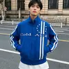Sudadera Unisex de Moda Callejera Retro con Cremallera, Holgada, Sencilla, Cuello Alto, Estampada, Transfronteriza Europea y Americana, Primavera y Otoño
