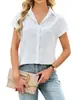 2026 Ropa Femenina Transfronteriza Europea y Americana Amazon TK Verano Nuevo Holgado Botón Manga Corta Jacquard Camisa Chifón Camisa