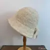 Sombrero de Pescador de Punto con Lazo y Abertura Trasera Estilo Japonés Sombrero de Cubo Liso Retro Versátil Adelgazante para Rostro Sombrero de Cubo Cálido para Mujer