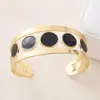 Europa y Estados Unidos transfronterizo nuevo acero inoxidable gota de aceite pintado al óleo pulsera abierta exagerada para mujer chapado en oro de 18K pulsera venta al por mayor