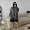 Camisa de Cuadros Holgada Versátil Chic Estilo Coreano 2026 Otoño Nuevo Retro Oversize Manga Larga