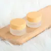Tapa con Veta de Madera Botella Crema Mate Botella de Relleno para Cosméticos Botella de Vidrio Marrón Botella Vacía Portátil con Logo Imprimible