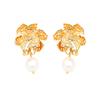 Pendientes de hoja de arce bicolor de lujo nicho medio-antiguo con gota de aceite, pendientes colgantes chapados en oro con perlas naturales, pendientes de aguja de plata 925