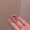 Aretes de Vaca Roja de Año Nuevo para Mujer con Diseño Especial Perlas Nicho Ins Nuevos Aretes para el Año de Nacimiento
