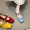 Zapatos Mary Jane Retro Franceses de Verano para Mujer con Tacón Oculto, Boca Baja, Moño y Estilo Suave