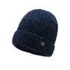 Chapéu masculino de inverno, chapéu de lã espesso e quente, forrado com pelo de coelho, proteção para as orelhas, proteção para a cabeça à prova de vento e frio para ciclismo, chapéu de tricô