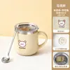 Caneca 304 Criativa para Duas Bebidas Copo de Café de Escritório Camada Dupla Copo de Água com Tampa Desenho Animado Aparência Bonita Copo Barrigudo