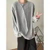 Moletom de Malha Estilo Old Money para Homens, Camiseta de Manga Longa Estilo Preguiçoso Americano para Outono com Sensação de Design, Camiseta Base Camada Interna em Viscose