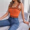 Gran Venta 2024 Verano Color Contraste Botón Sin Mangas Ombliguera Suéter Top de Vacaciones Ropa de Mujer Transfronteriza de Amazon