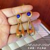 Aretes Clip para Oreja Aretes Grandes Aretes de Lujo Ligero de Alta Gama Otoño e Invierno Oro Medio Diamante Aretes Colgantes