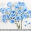 Rosas de Creme Simuladas de 3 Cabeças, Decoração de Fundo para Casamento, Arranjo de Flores para Guia de Estrada, Flores de Seda Estilo Europeu para Casamento, Flores Artificiais