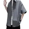 Camisa de Manga Corta Ligera de Seda de Hielo para Hombre, Verano Fina Estilo Japonés Talla Grande Holgada Casual Camisa Chaqueta