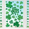 Decorações de feriado com tema do Dia de São Patrício, adesivos de janela de trevo verde da sorte, artigos de decoração para festa