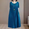 Vestido de seda de algodão para mulheres de meia-idade e idosas, plus size, solto, jovem mãe, roupas de casa, camisola pode ser usada ao ar livre