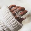 Europa y Estados Unidos nuevo anillo antiguo de plata tallada de seis piezas anillo articulado retro l personalidad de moda