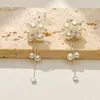 Pendientes de Borla de Gama Alta con un Toque de Lujo Ligero, Pendientes de Perlas, Accesorios de Nicho Versátiles y Exquisitos de Lujo Ligero