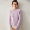 Suéter de Caxemira com Fenda Moda 2025 Outono e Inverno Novo Suéter Feminino de Tricô para Usar por Baixo com Gola Redonda Simples Solto