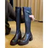 Nuevo estilo 2026: botas altas para mujeres petite, con un abrigo, tacones altos, suelas gruesas y un diseño retro de caña larga, que se asemejan a botas de montar con tacones gruesos
