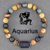 Pulsera con Cuentas de Piedra Natural Zodiacal de Amazon Transfronteriza Doce Signos del Zodiaco Ojo de Tigre Piedra con Imagen Pulsera Venta al por Mayor