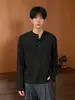 Camiseta Henley de Rayas Verticales de Manga Larga para Hombre Sensación de Alta Gama Sensación Perezosa Relajada Capa Interior Capa Base Top Casual Holgado