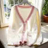 Abrigo tipo suéter de punto grueso y suave para mujer, estilo suave 2026, cuello en V, holgado y casual, nuevo estilo japonés otoño e invierno