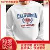Sudadera Casual Holgada para Hombre Otoño e Invierno con Estampado de Letras de California y Cuello Redondo de Manga Larga
