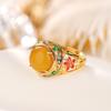 Anel Flor Oca Esmalte de Cera de Abelha Banhado a Ouro Prata de Lei S925 Cervo Prateado Estilo Palácio da Maré Nacional Anel Elegante Retrô