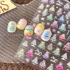Adesivos de Unha Populares com Relevo de Natal Floco de Neve Árvore de Natal Dopamina 3D Autocolante à Prova d'Água Decorações Coloridas
