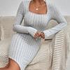 Vestido Longo Sexy de Manga Longa com Decote Quadrado Ajustado na Cintura e Barra Irregular para Mulheres Skims - Amazon Transfronteiriço 2025