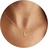 Moda INS Europea y Americana Simple 26 Letras Inglesas A-Z Cobre Oro Collar para Mujer Collar sin Color Joyería