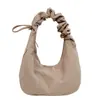 Bolsa de ombro única em veludo cotelê, cor sólida, versátil, simples e casual, bolsa tipo "dumpling" com cordão, grande capacidade, adequada para campus e deslocamento, bolsa transversal