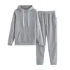 Conjunto de Sudadera con Capucha y Pantalones de Color Sólido de Manga Larga Talla Grande para Mujer, Ropa Deportiva Casual Holgada, Conjunto de Dos Piezas para Otoño e Invierno