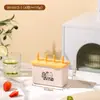 Forma de Sorvete de Picolé Grau Alimentício Doméstica Fazendo Picolé Bloco de Gelo Congelado Caixas Ferramentas de Moagem 4 Compartimentos Caixa de Sorvete Caseiro