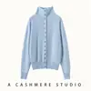 Cárdigan de punto abotonado de cachemira para mujer con cuello alto, abrigo de corte holgado, nuevo estilo otoño e invierno, de una sola fila con múltiples botones, elegante y con estilo
