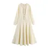 Vestido de Lana Elegante de Manga Larga con Cuello Redondo para Mujer, Estilo Europeo y Americano, Verano 2025 9545