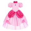 Halloween Niños Disfraz de cosplay Bridget Vestido de princesa Encaje Mario Bridget Rosa Melocotón Vestido de princesa