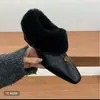 ¡Versión de Lana! Zapatos Peludos con Estilo para Mujer, Zapatos Cálidos de Invierno Forrados de Felpa con Tacones Gruesos, Zapatos de Salón de Corte Profundo Estilo Francés, Zapatos Versátiles sin Cordones