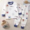 Novo conjunto de pijamas infantis 100% algodão, roupas de outono para meninos e meninas, conjunto de roupas de casa infantis, disponível para dropshipping