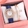 Amadi cinturón nuevo Romano literal diamante completo lujo para mujer elegante para combinar con todo Reloj + pulsera reloj de cuarzo caja de regalo