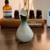 Botella de Perfume, Recipiente para Aceites Esenciales, Cuenco para Aceites Esenciales, Botella de Aceite Esencial con Forma de Hoja, Bandeja de Madera, Herramientas de Masaje para Spa, para Uso en Salones de Belleza