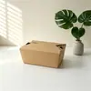 Caixa de Almoço Descartável Personalizada de Papel Kraft com Tampa e Fecho Dobrável, Ecológica e à Prova de Óleo, para Embalagem de Macarrão e Arroz Frito