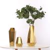 Estilo nórdico simples galvanizado ouro geométrico abstrato cerâmico vaso designer modelo decoração quarto atacado